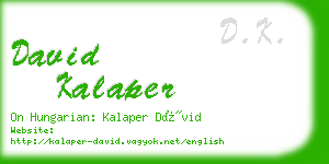 david kalaper business card